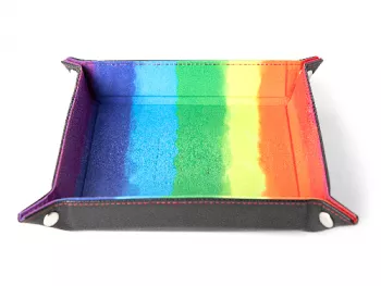 Velvet Folding Dice Tray with Leather Backing Watercolor Rainbow 