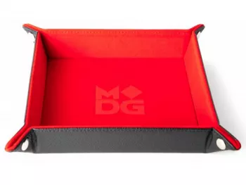 Velvet Folding Dice Tray with Leather Backing Red
