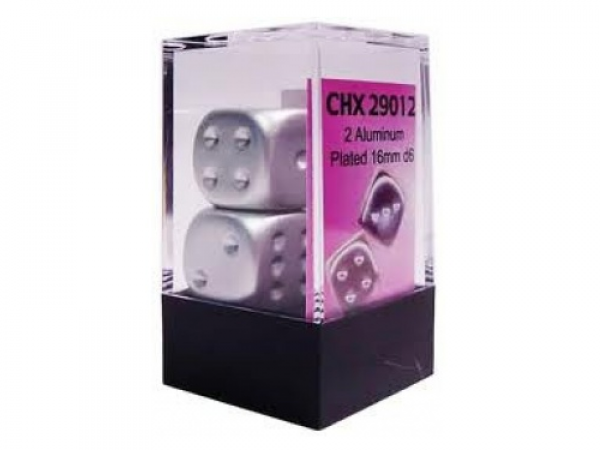 Chessex Specialty Dice Sets - Aluminum-Plated Metallic 16mm d6 (2pcs)