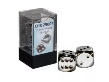 Chessex Specialty Dice Sets - Silver-Plated Metallic 16mm d6 (2pcs)