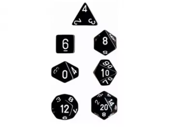 Chessex Opaque Polyhedral 7-Die Sets - Black /white