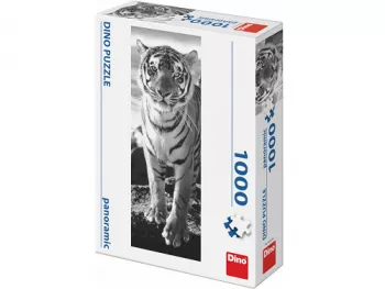 Puzzle: Black and white tiger (panorama) 1000