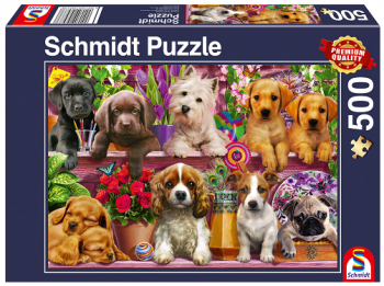 Puzzle: Puppies on the shelf 500