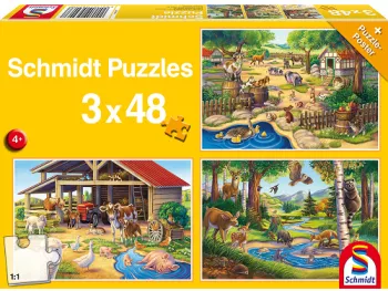 Puzzle: Moje obľúbené zvieratká 3x48 dielikov 