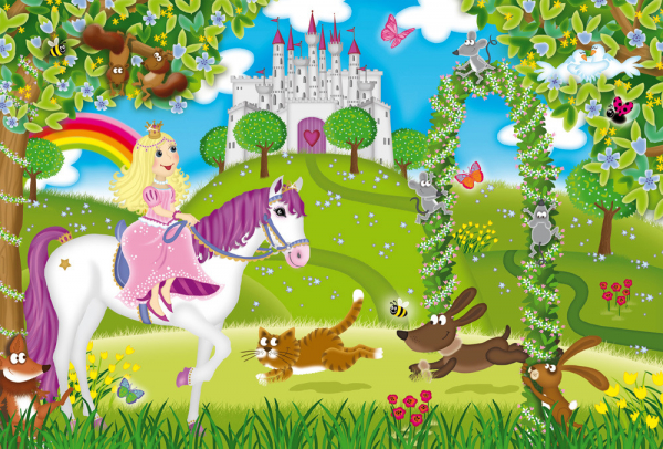 Puzzle: Princezny v zámecké zahradě 3x48 dílků