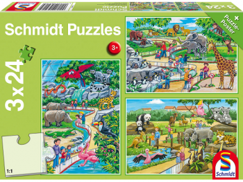 Puzzle: Den v zoo 3x24 dílků