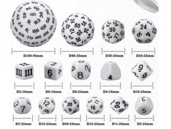 Complete Dice Set D3-D100 White